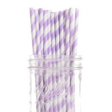Paper Straws - Pastel Purple Stripes x25